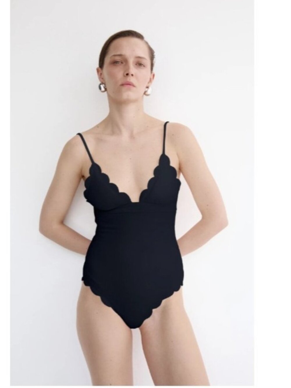 Marysia Santa Clara Women's Scalloped One Piece Swimsuit Navy Blue Size S